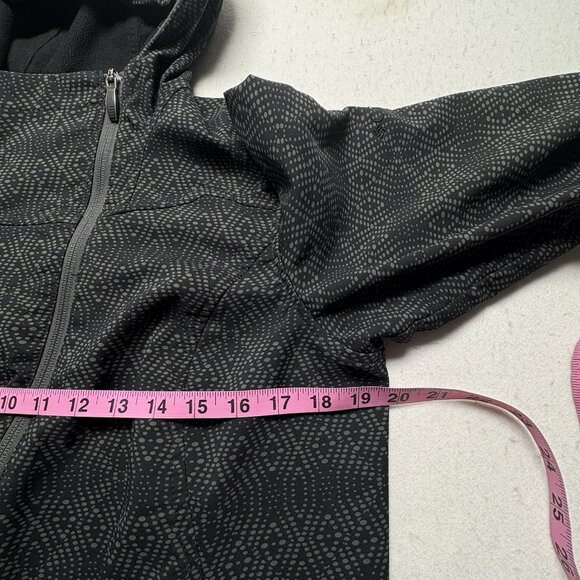 COLUMBIA Women Hooded Diamond Print Coat Softshell Asym Zipper Sz M Gray 18-15 - Picture 12 of 14